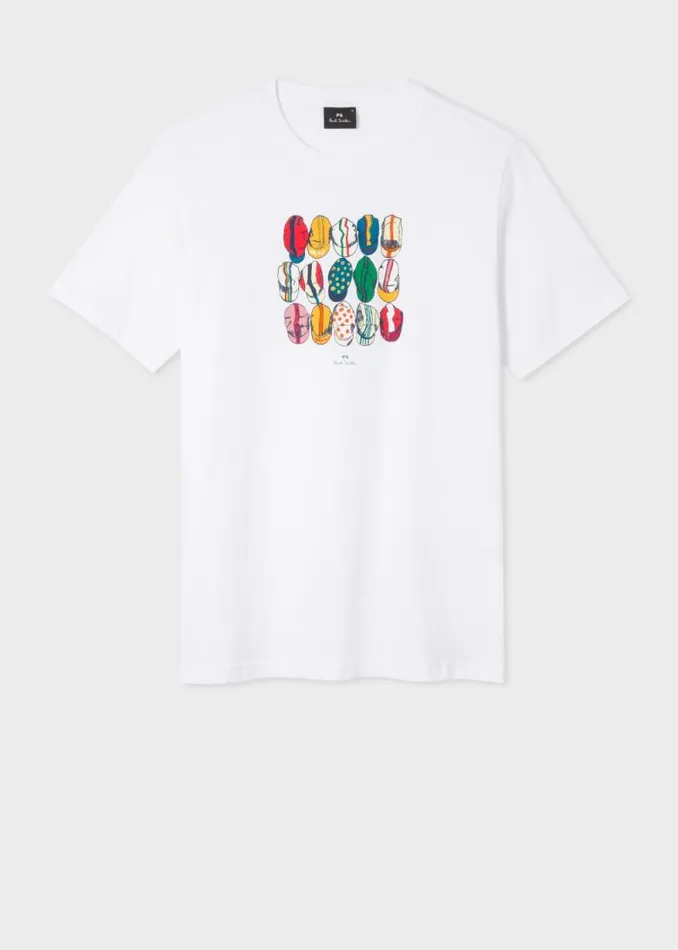 Mens Paul Smith The Classics White 039Cycling Caps039 Cotton TShirt Mens Paul Smith The Classics White 039Cycling Caps039 Cotton TShirt