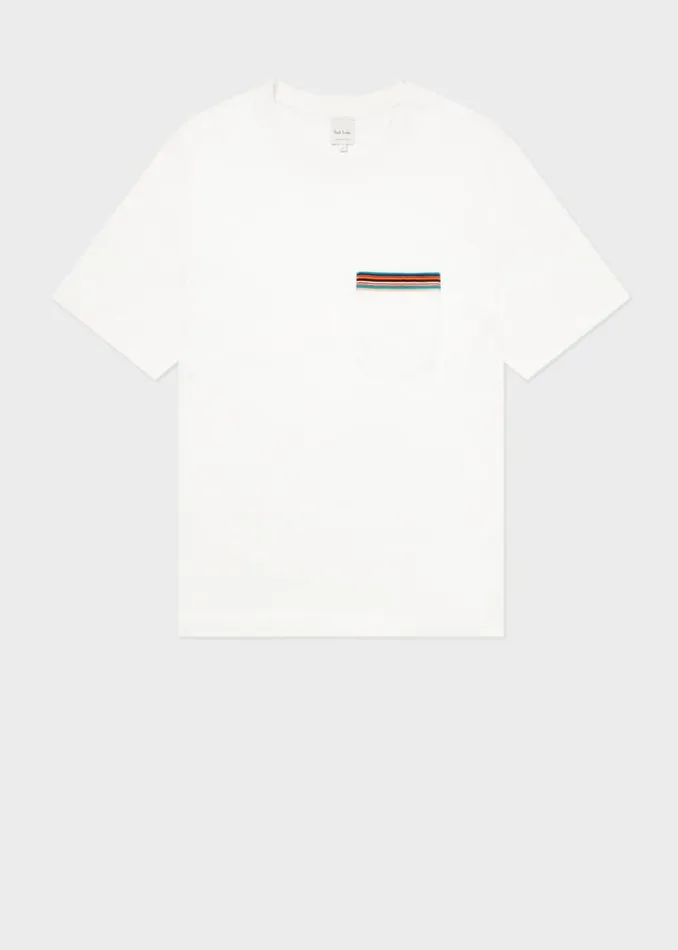 Mens Paul Smith The Classics White 039Signature Stripe039 Pocket TShirt Mens Paul Smith The Classics White 039Signature Stripe039 Pocket TShirt