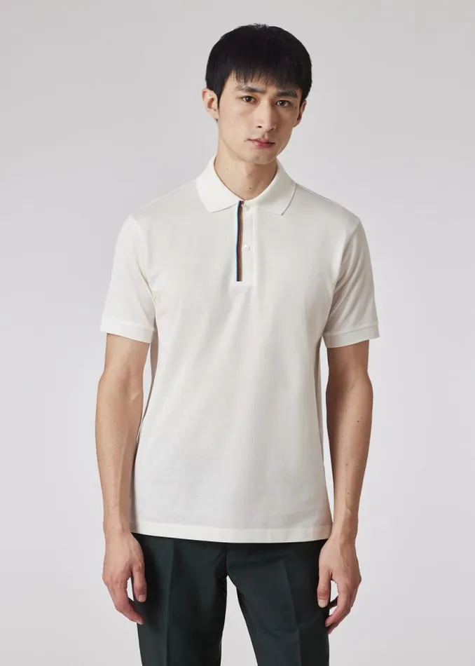 Mens Paul Smith The Classics White 039Signature Stripe039 Trim Polo Shirt