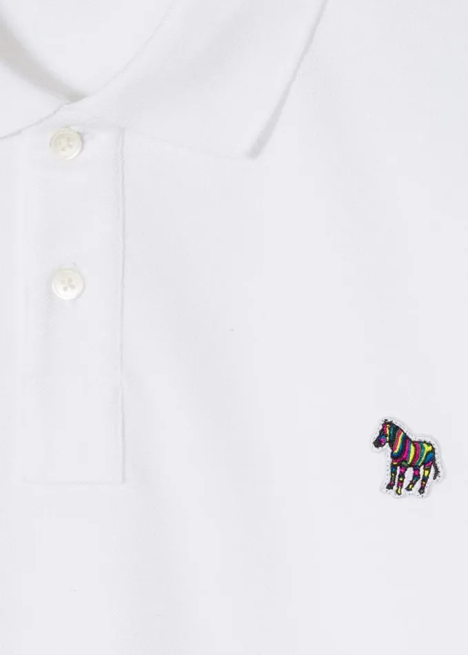 Mens Paul Smith The Classics White CottonPiqu Zebra Logo Polo Shirt Mens Paul Smith The Classics White CottonPiqu Zebra Logo Polo Shirt