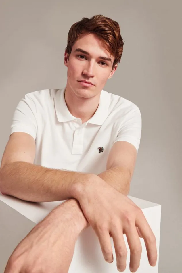 Mens Paul Smith The Classics White CottonPiqu Zebra Logo Polo Shirt Mens Paul Smith The Classics White CottonPiqu Zebra Logo Polo Shirt