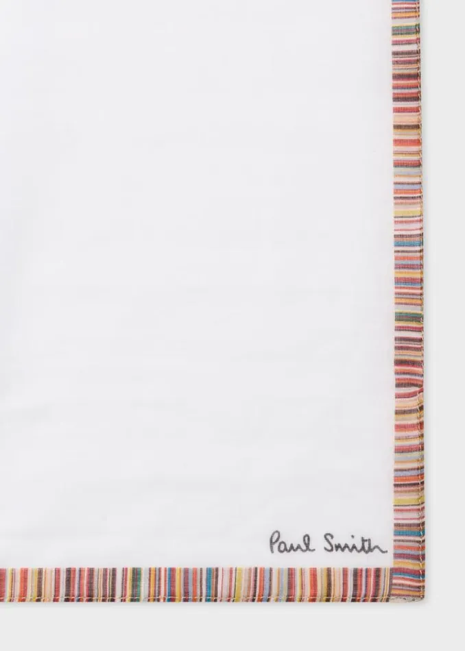 Mens Paul Smith The Classics White Cotton Pocket Square With 039Signature Stripe039 Border Mens Paul Smith The Classics White Cotton Pocket Square With 039Signature Stripe039 Border