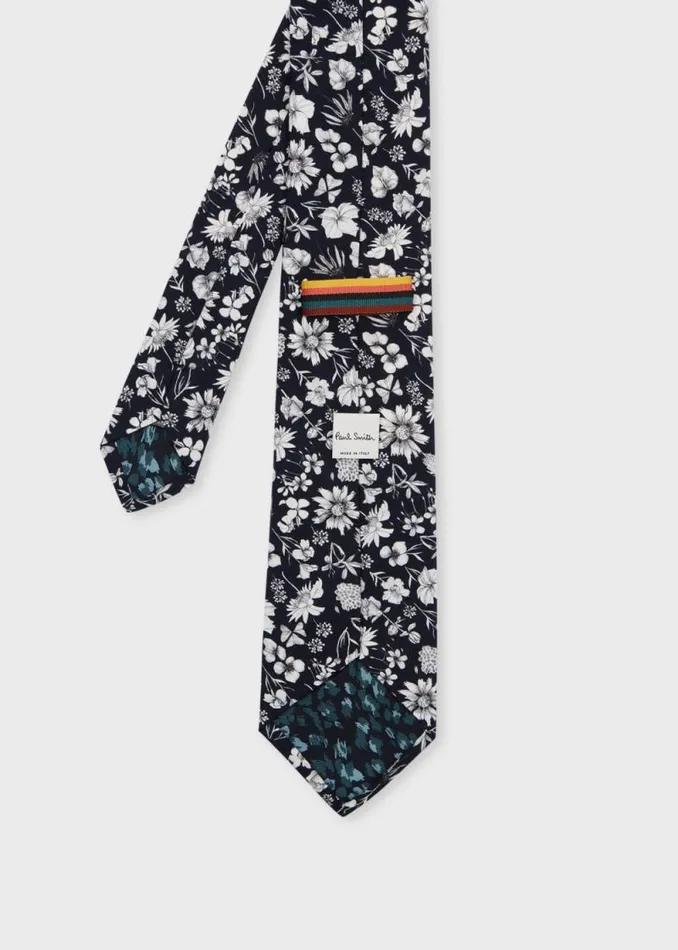 Mens Paul Smith Ties Black 039Pencil Floral039 Cotton Tie Mens Paul Smith Ties Black 039Pencil Floral039 Cotton Tie