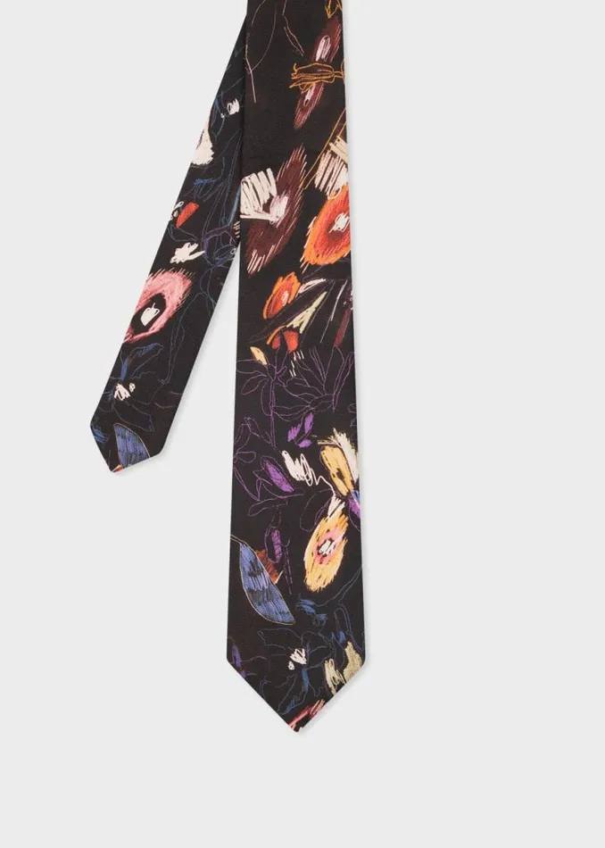 Mens Paul Smith Ties Black 039Sketchbook Botanical039 Tie