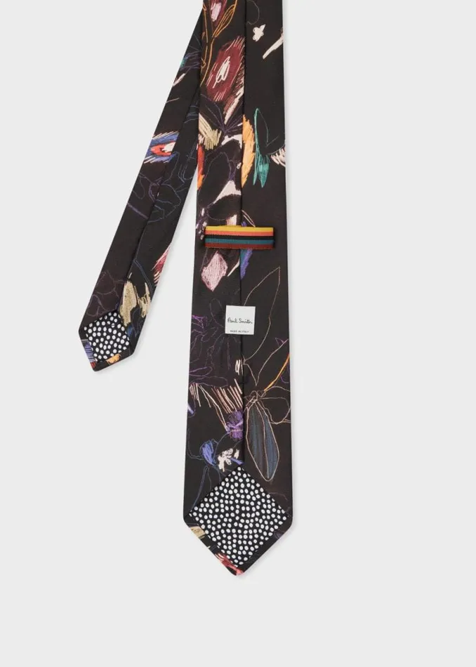 Mens Paul Smith Ties Black 039Sketchbook Botanical039 Tie Mens Paul Smith Ties Black 039Sketchbook Botanical039 Tie