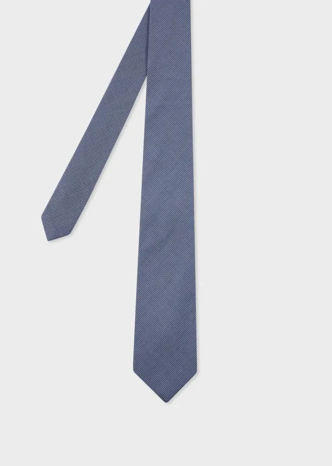 Mens Paul Smith Ties Blue Cotton Stripe Tie
