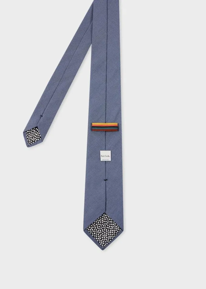 Mens Paul Smith Ties Blue Cotton Stripe Tie Mens Paul Smith Ties Blue Cotton Stripe Tie