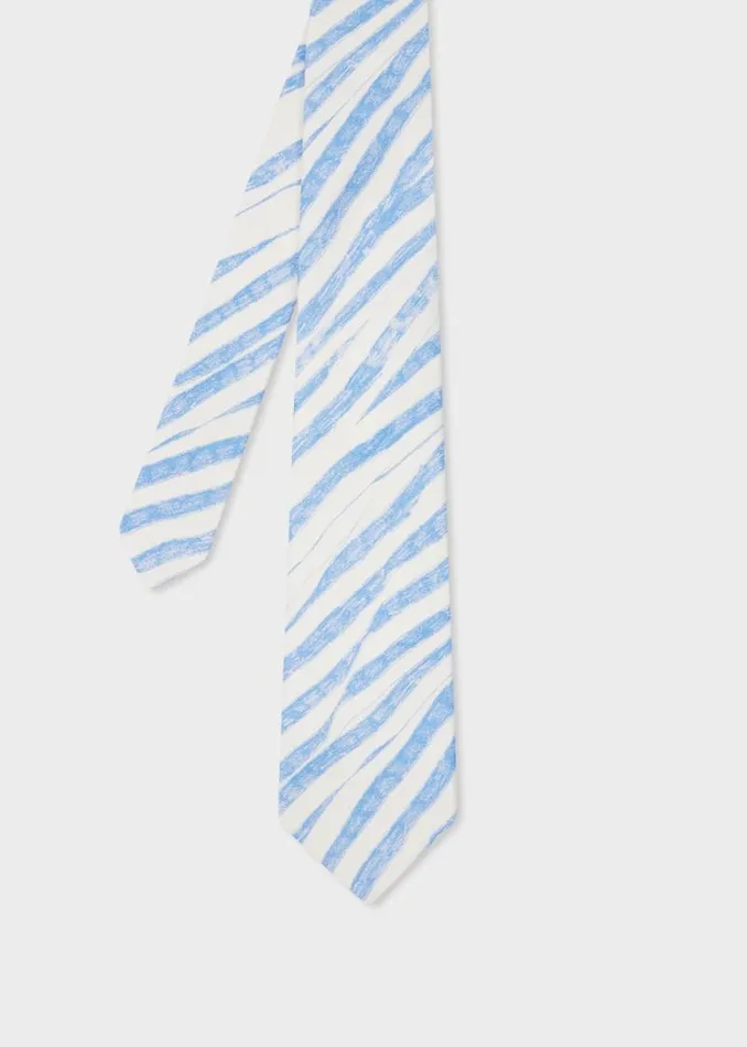Mens Paul Smith Ties Blue Crayon Stripe Silk Tie