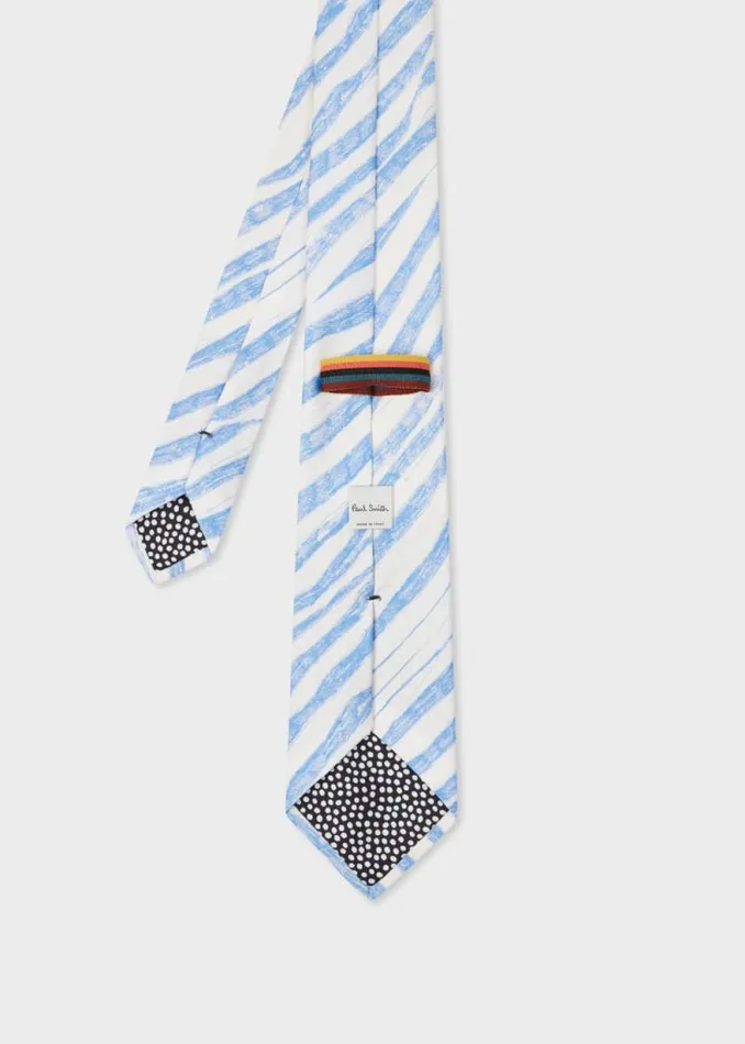 Mens Paul Smith Ties Blue Crayon Stripe Silk Tie Mens Paul Smith Ties Blue Crayon Stripe Silk Tie