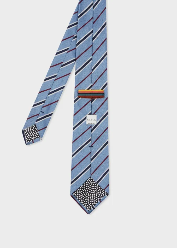 Mens Paul Smith Ties Blue Silk Herringbone Stripe Tie Mens Paul Smith Ties Blue Silk Herringbone Stripe Tie