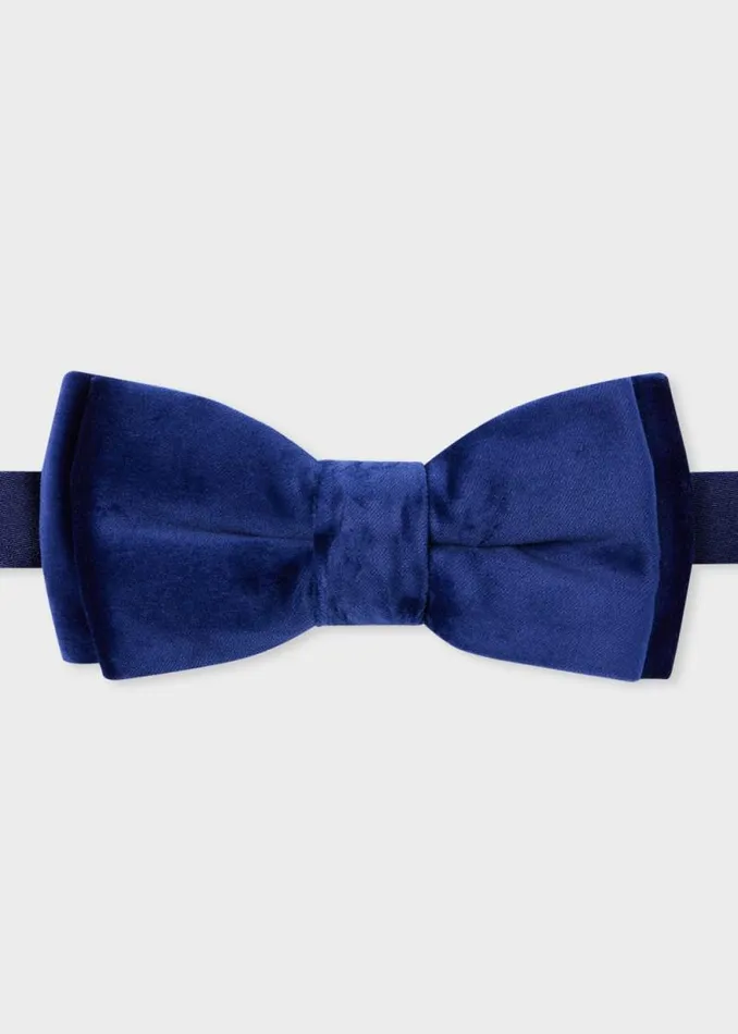 Mens Paul Smith Ties Dark Blue PreTied Velvet Bow Tie