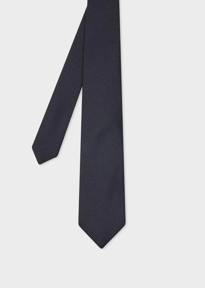 Mens Paul Smith Ties Dark Navy Mini Dot Silk Tie