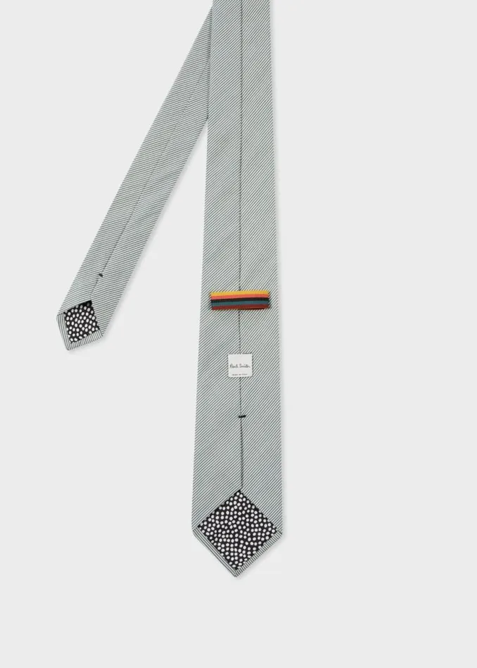Mens Paul Smith Ties Green Cotton Stripe Tie Mens Paul Smith Ties Green Cotton Stripe Tie