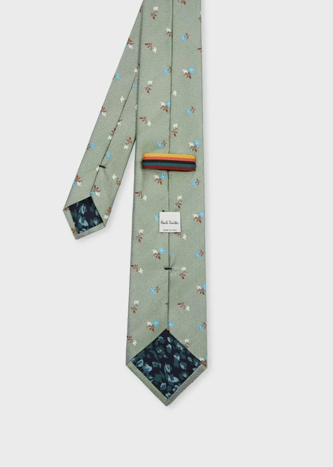 Mens Paul Smith Ties Green Silk Floral Tie Mens Paul Smith Ties Green Silk Floral Tie