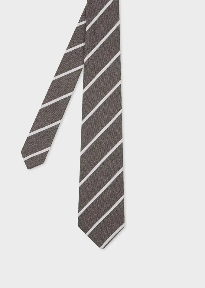 Mens Paul Smith Ties Grey WoolSilk Diagonal Stripe Tie