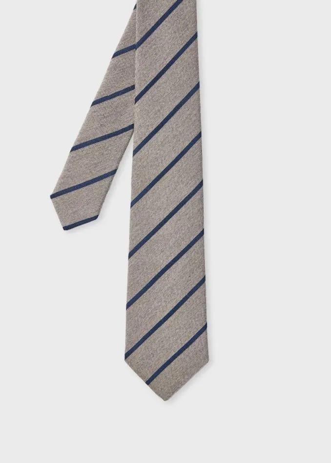 Mens Paul Smith Ties Grey WoolSilk Spaced Stripe Tie