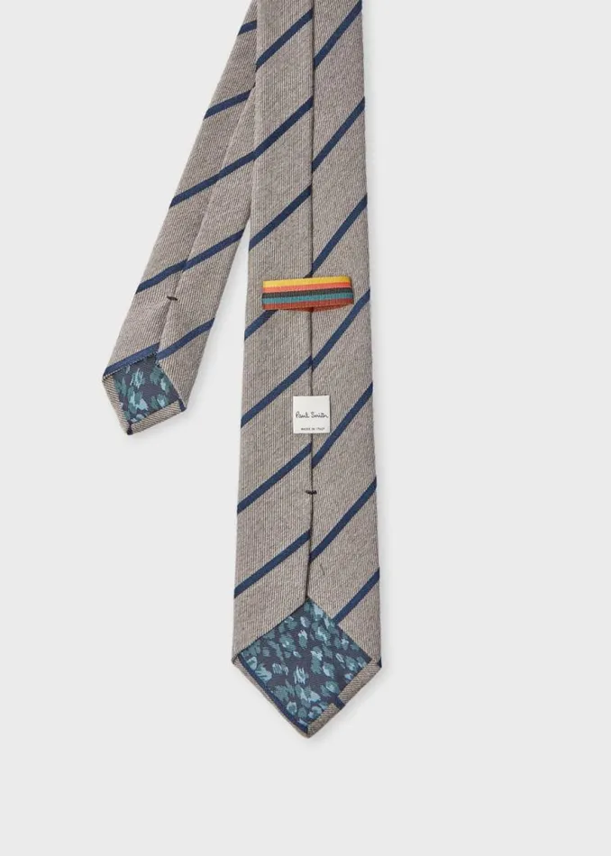 Mens Paul Smith Ties Grey WoolSilk Spaced Stripe Tie Mens Paul Smith Ties Grey WoolSilk Spaced Stripe Tie