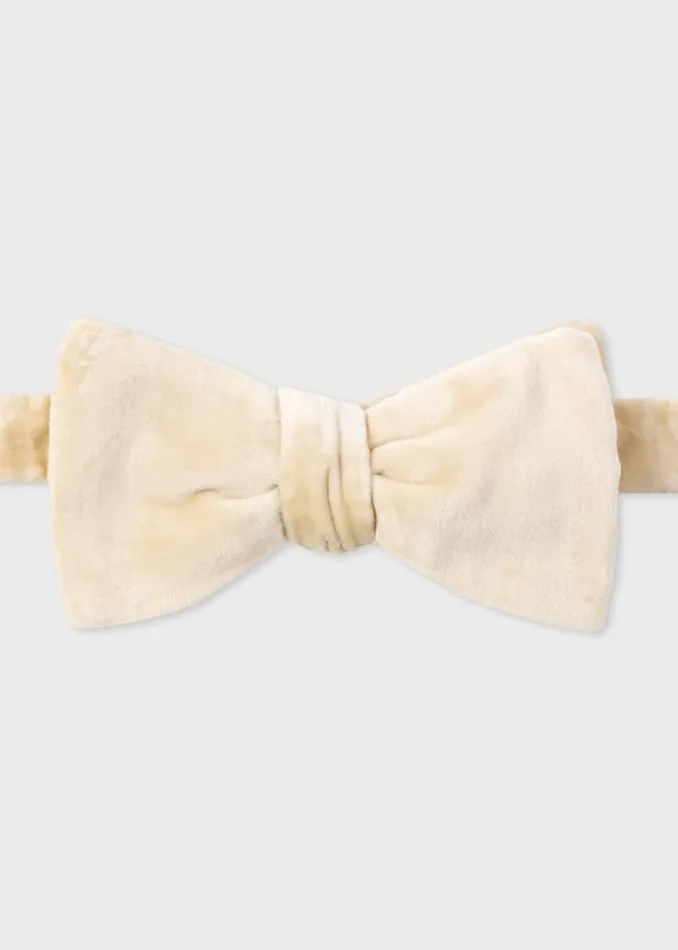 Mens Paul Smith Ties Ivory Velvet SelfTie Bow Tie