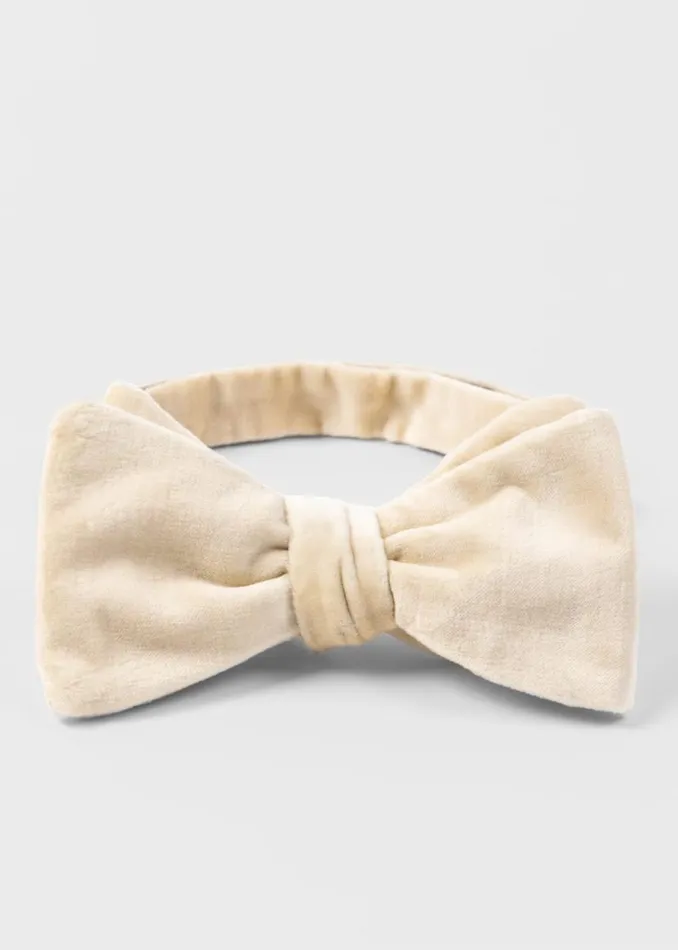 Mens Paul Smith Ties Ivory Velvet SelfTie Bow Tie Mens Paul Smith Ties Ivory Velvet SelfTie Bow Tie