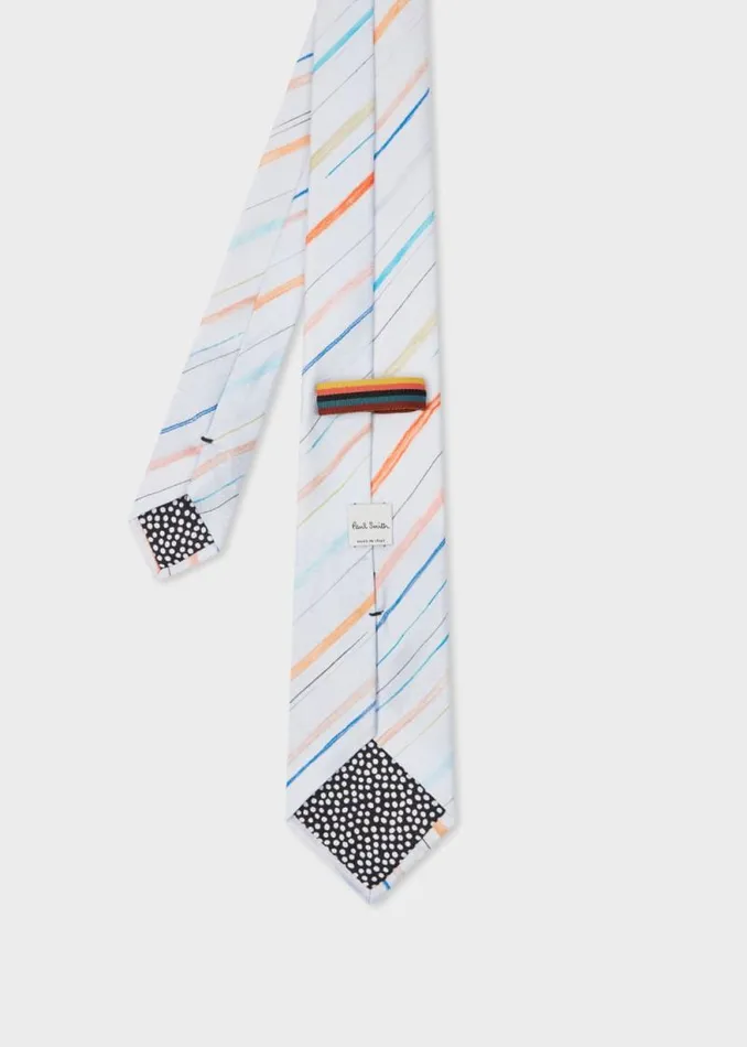 Mens Paul Smith Ties Light Blue 039Pencil Stripe039 Silk Tie