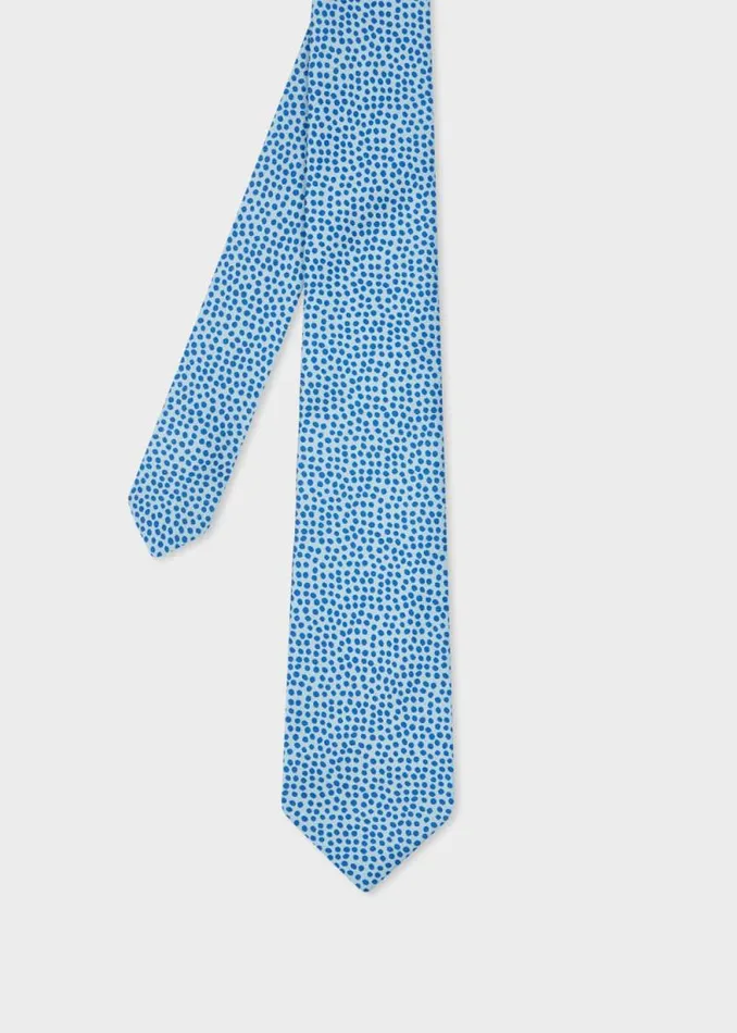 Mens Paul Smith Ties Light Blue Silk Polka Dot Tie