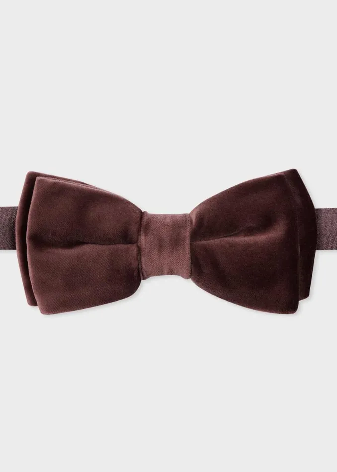 Mens Paul Smith Ties Mauve Velvet PreTied Bow Tie