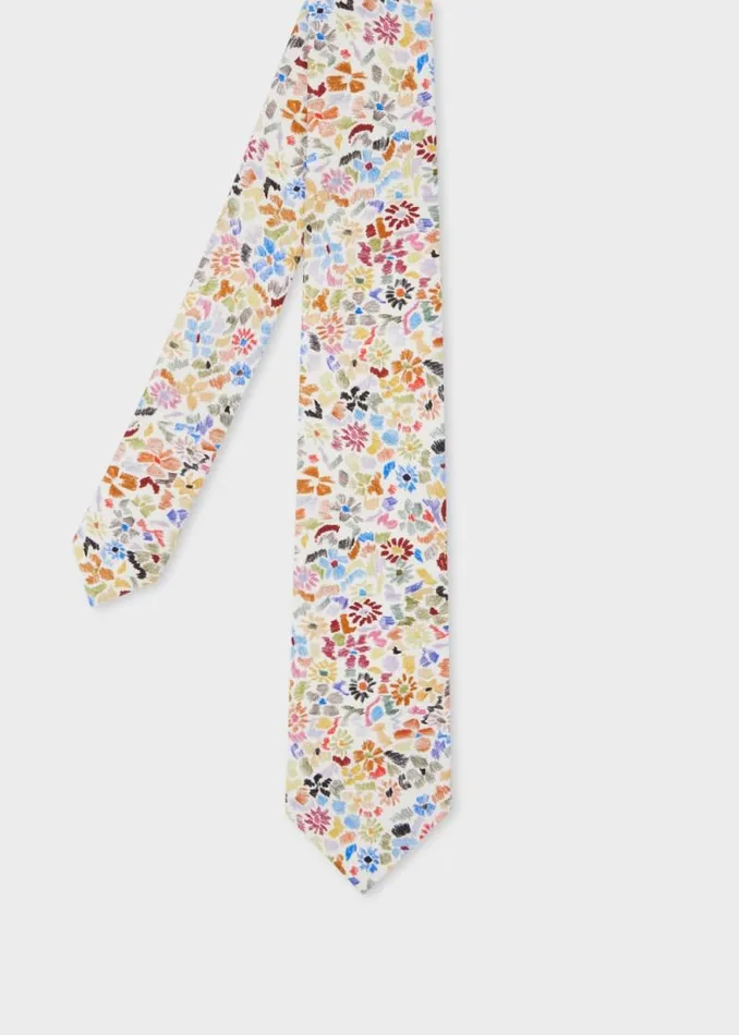 Mens Paul Smith Ties Multicolour 039Pencil Floral039 Cotton Tie