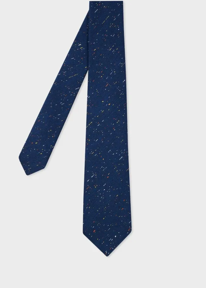 Mens Paul Smith Ties Navy Flecked WoolSilk Tie