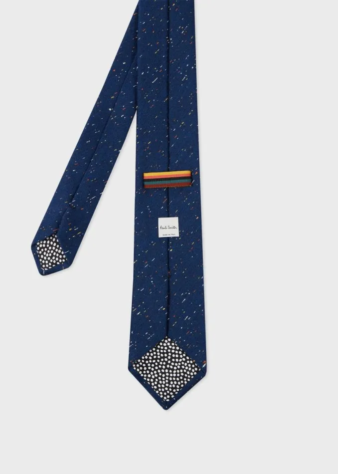 Mens Paul Smith Ties Navy Flecked WoolSilk Tie Mens Paul Smith Ties Navy Flecked WoolSilk Tie