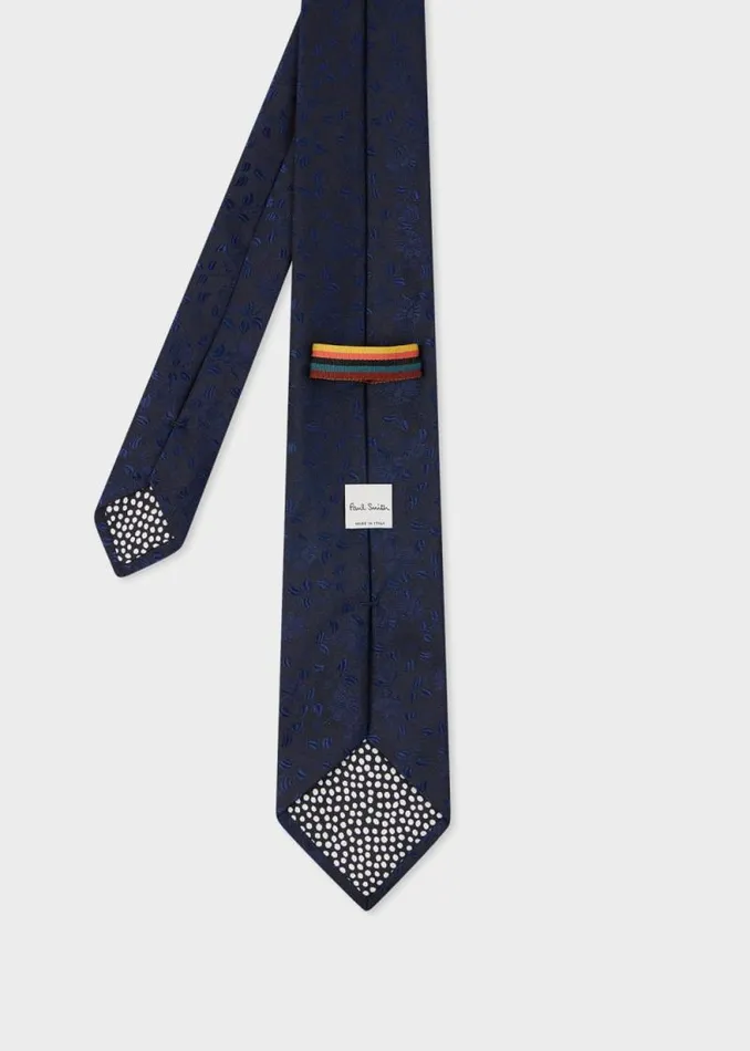 Mens Paul Smith Ties Navy Floral Jacquard Silk Tie Mens Paul Smith Ties Navy Floral Jacquard Silk Tie