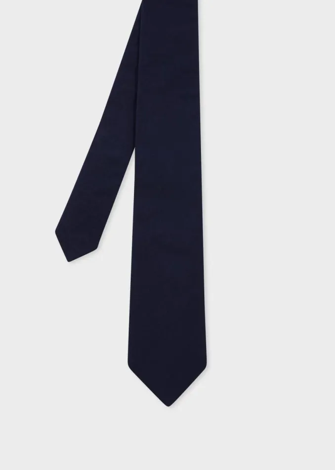 Mens Paul Smith Ties Navy Washed Poplin Tie