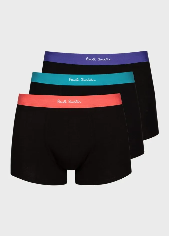 Mens Paul Smith Underwear Black ContrastWaist Boxer Briefs Three Pack