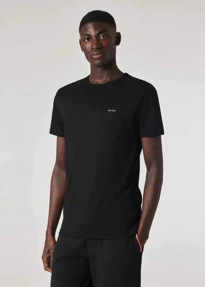 Mens Paul Smith Underwear Black Organic Cotton Lounge TShirts Five Pack