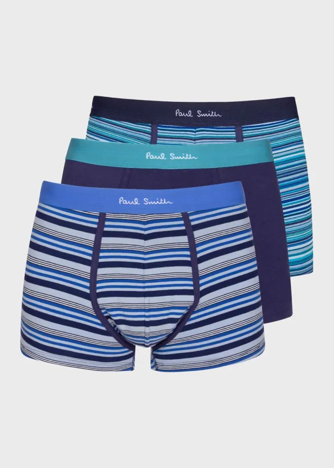 Mens Paul Smith Underwear CottonBlend Navy Stripe Mixed Boxer Briefs Three Pack Mens Paul Smith Underwear CottonBlend Navy Stripe Mixed Boxer Briefs Three Pack