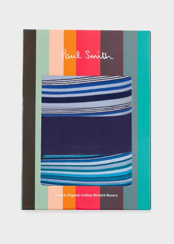 Mens Paul Smith Underwear CottonBlend Navy Stripe Mixed Boxer Briefs Three Pack Mens Paul Smith Underwear CottonBlend Navy Stripe Mixed Boxer Briefs Three Pack