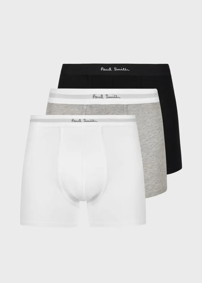 Mens Paul Smith Underwear Long Plain Boxer Briefs Three Pack
