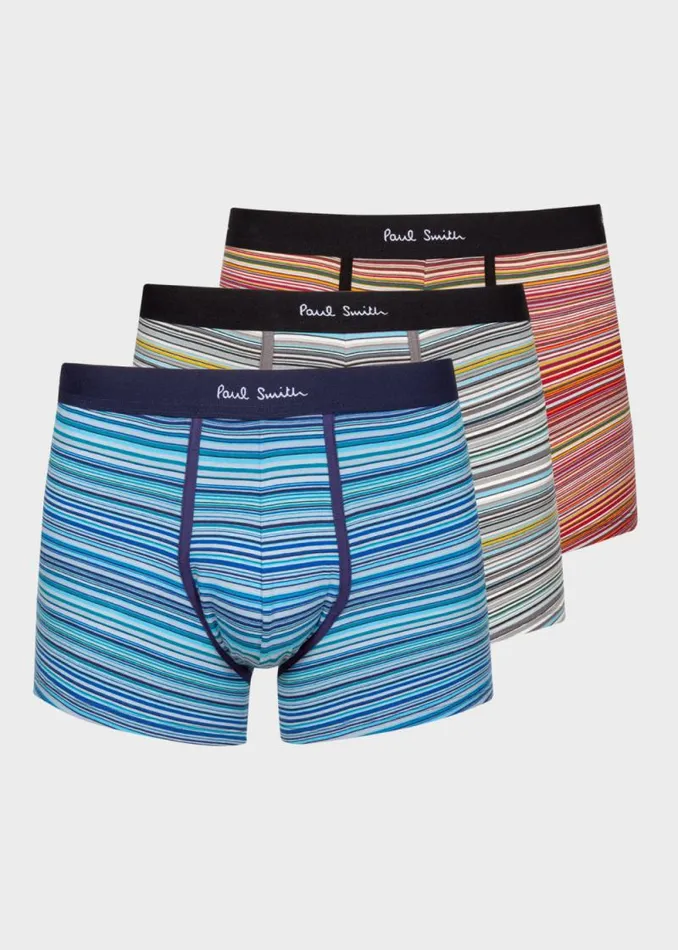 Mens Paul Smith Underwear Signature Stripe039 Organic Cotton Long Boxer Briefs Three Pack Mens Paul Smith Underwear Signature Stripe039 Organic Cotton Long Boxer Briefs Three Pack