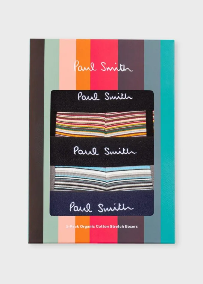 Mens Paul Smith Underwear Signature Stripe039 Organic Cotton Long Boxer Briefs Three Pack Mens Paul Smith Underwear Signature Stripe039 Organic Cotton Long Boxer Briefs Three Pack