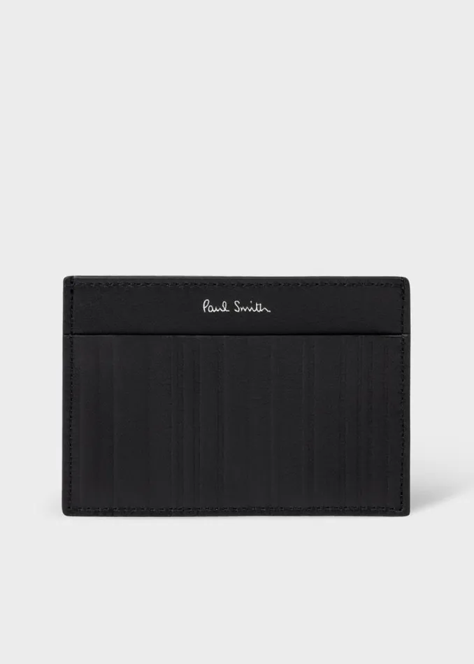 Mens Paul Smith Wallets Black Leather 039Shadow Stripe039 Credit Card Holder
