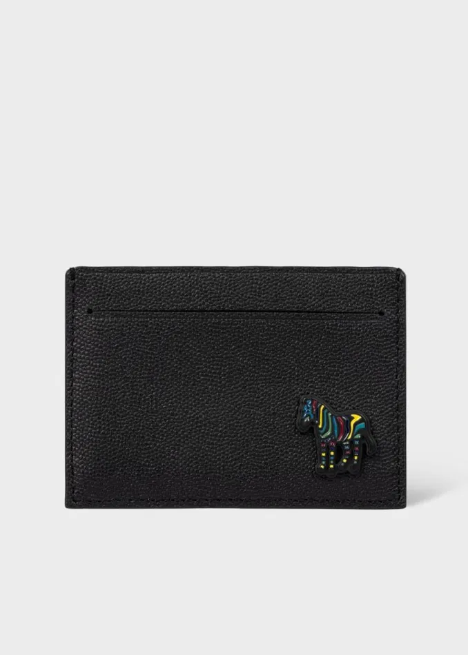 Mens Paul Smith Wallets Black Zebra Logo Leather Card Holder