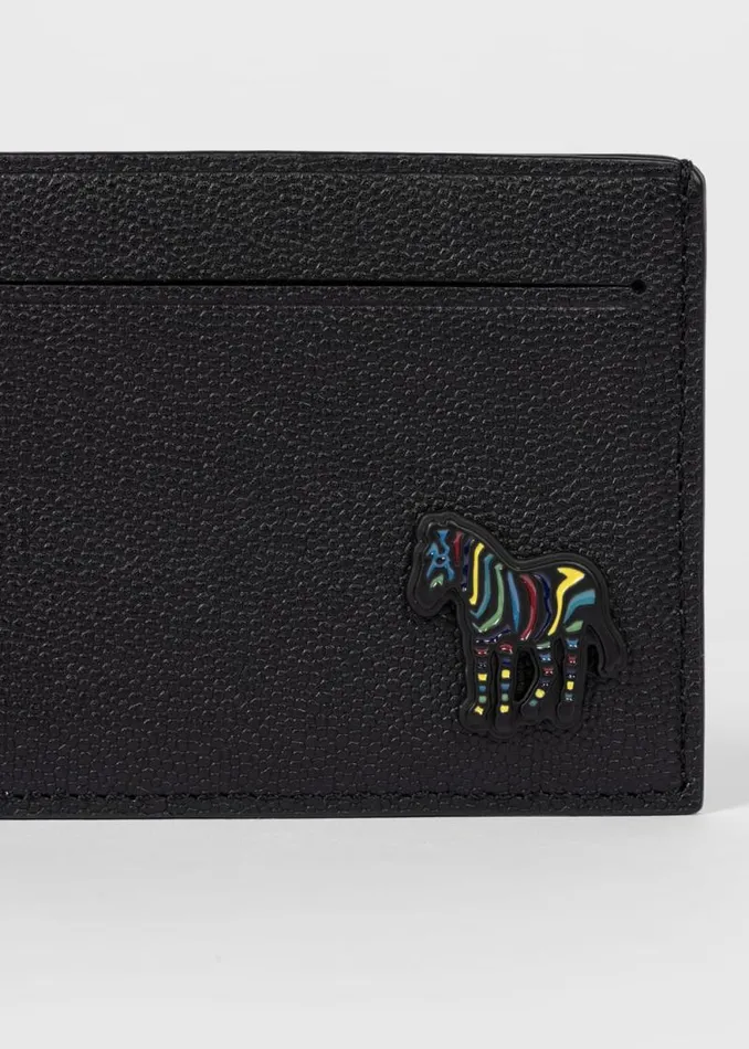 Mens Paul Smith Wallets Black Zebra Logo Leather Card Holder