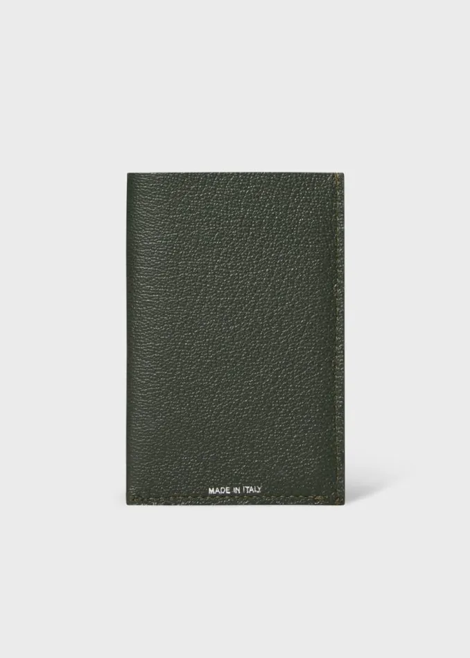 Mens Paul Smith Wallets Dark Green Grained Leather Card Holder