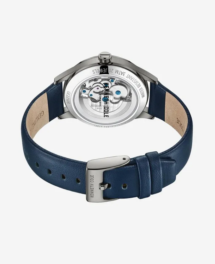 Mens Watches Men Kenneth Cole Automatic Skeleton Leather Strap Watch Blue Mens Watches Men Kenneth Cole Automatic Skeleton Leather Strap Watch Blue