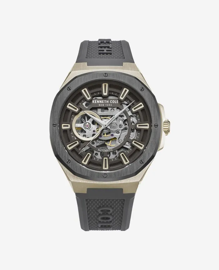 Mens Watches Men Kenneth Cole Automatic Skeleton Sport Silicone Strap Watch Grey Mens Watches Men Kenneth Cole Automatic Skeleton Sport Silicone Strap Watch Grey