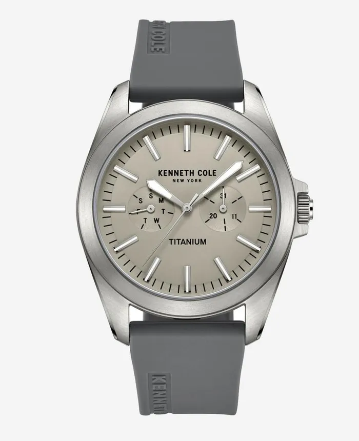 Mens Watches Men Kenneth Cole Titanium MultiFunction Silicone Strap Watch Grey Mens Watches Men Kenneth Cole Titanium MultiFunction Silicone Strap Watch Grey