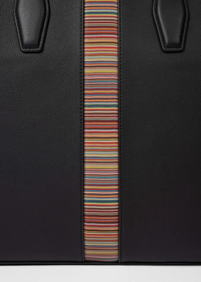 MensWomens Paul Smith Bags Black Leather 039Signature Stripe039 Business DoubleZip Folio MensWomens Paul Smith Bags Black Leather 039Signature Stripe039 Business DoubleZip Folio