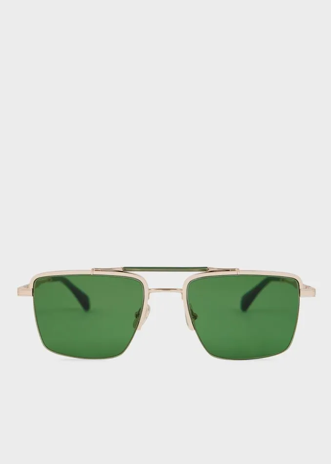 MensWomens Paul Smith Eyewear Gold And Green 039Landor039 Sunglasses