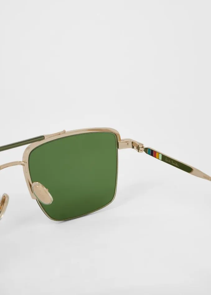 MensWomens Paul Smith Eyewear Gold And Green 039Landor039 Sunglasses MensWomens Paul Smith Eyewear Gold And Green 039Landor039 Sunglasses