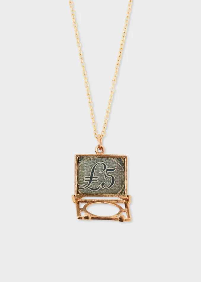 MensWomens Paul Smith Jewellery and Keyrings 039Articulated Mad Money Five Pound Note039 Gold Necklace By Baroque Rocks MensWomens Paul Smith Jewellery and Keyrings 039Articulated Mad Money Five Pound Note039 Gold Necklace By Baroque Rocks