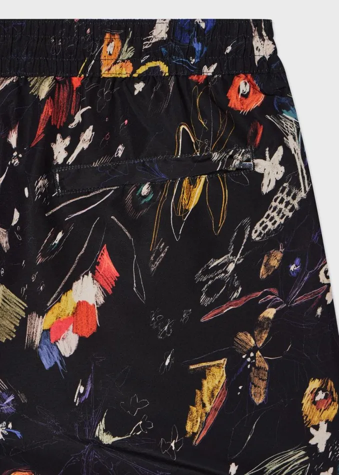 MensWomens Paul Smith Monogrammed Gifts Black 039Sketchbook Botanical039 Swim Shorts
